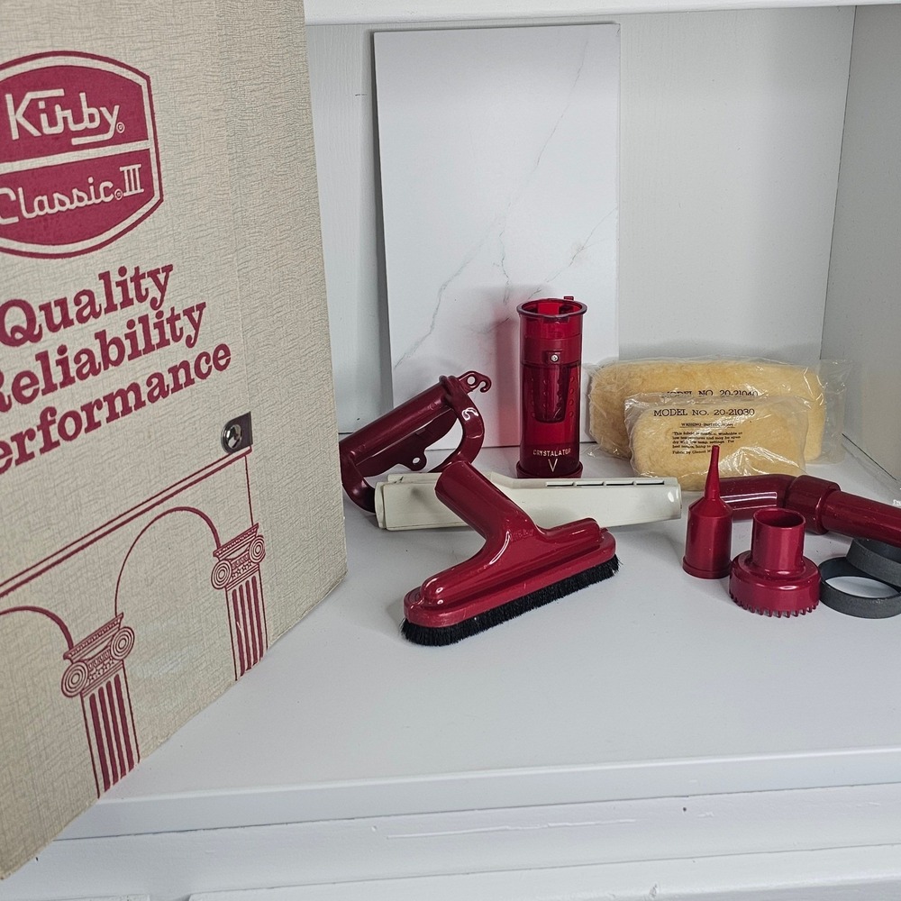 Vtg Kirby Classic III Vacuum Cleaner Attachment‎ Parts With Original Box Red